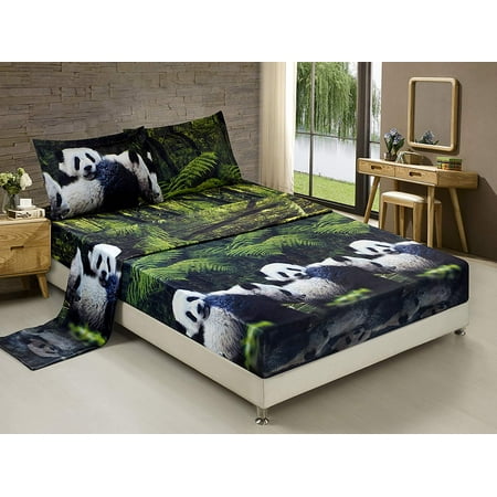 Bed Sheet Set Queen 4 Piece Panda Mom And Kids In Forest Bed Sheet Set Queen 4 Piece Panda Mom And Kids In Forest Printed Size Y29 Soft Breathable Hypoallergenic Fade Resistant