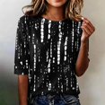thumbnail image 2 of Domzest Half Sleeve Tops for Women Boho Floral Graphic Lightweight Shirt Loose Fit Crew Neck Summer Fall Tunic Tops Black XXL, 2 of 6