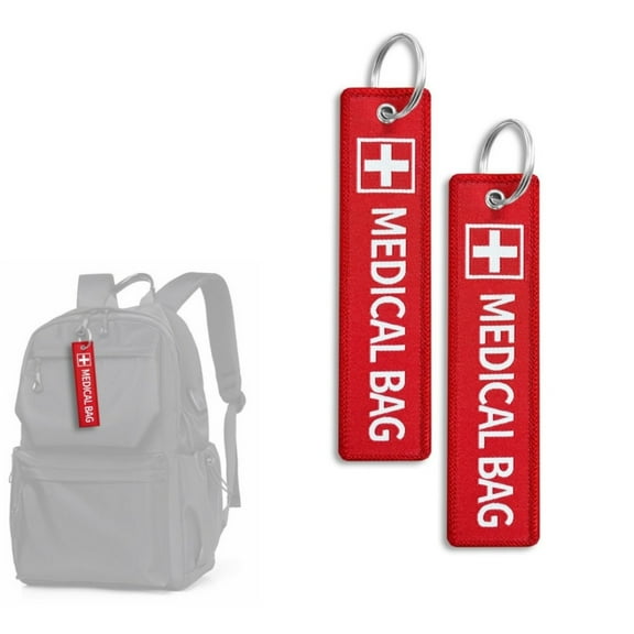 MODANU 2 Pack Medical Alert Bag Tags, 5.1x1.2 inch Emergency Medical Equipment Luggage Tags for CPAP Respiratory Equipment Everyday Home and Travel Medical Device Luggage Tag