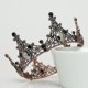 thumbnail image 4 of Corona barroca, tiara redonda vintage, corona de reina negra con diamantes de imitación gótica retro, 4 of 5