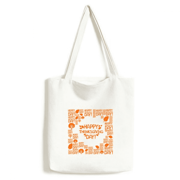 Thanksgiving Day Word Pattern Tote Canvas Bag Shopping Satchel Casual Handbag