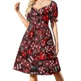 thumbnail image 2 of Vestido rosa de manga corta con estampado de pelota de tenis, ropa de mujer, vestido de verano, vestidos para fiesta de graduación, ropa de verano para mujer., 2 of 7