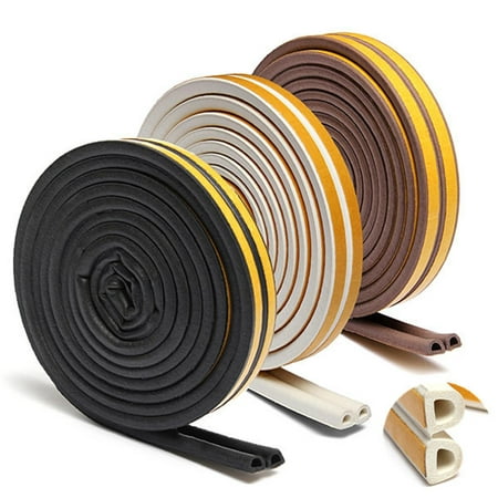 5M D Type Draught Excluder Self-Adhesive Weather Stripping Weatherstrip Rubber Foam Seal Strip For Door & Window,