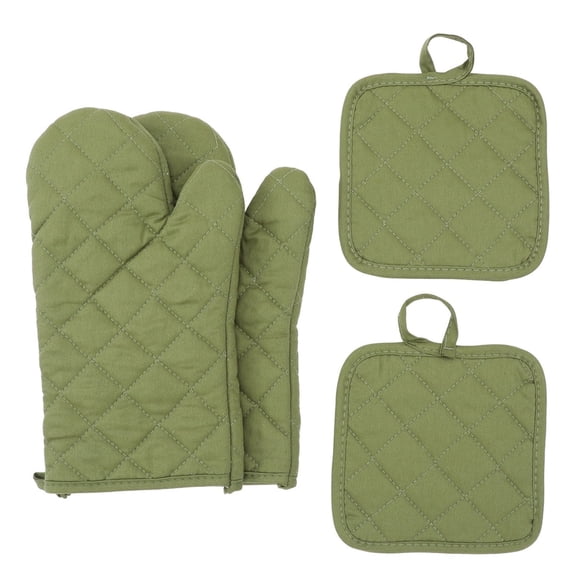 4-Piece Oven Mitts and Pot Holders Set, 500°F Heat Resistant, Extra Thick 12-Inch Cotton, Non-Slip for Cooking Baking BBQ