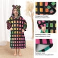 thumbnail image 3 of FORMRS Wearable Blanket Hoodie with Sleeves for Kids Cozy Flannel Sweatshirt, Pink Block Pattern, 3 of 7