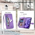 thumbnail image 2 of for Motorola Edge 30 Neo Case for Women, Wallet Case with Zipper Pocket Purse Flower Embossed PU Leather Card Slots Wrist Strap Flip Folio Protective Cover for Motorola Edge 30 Neo, Purple, 2 of 8