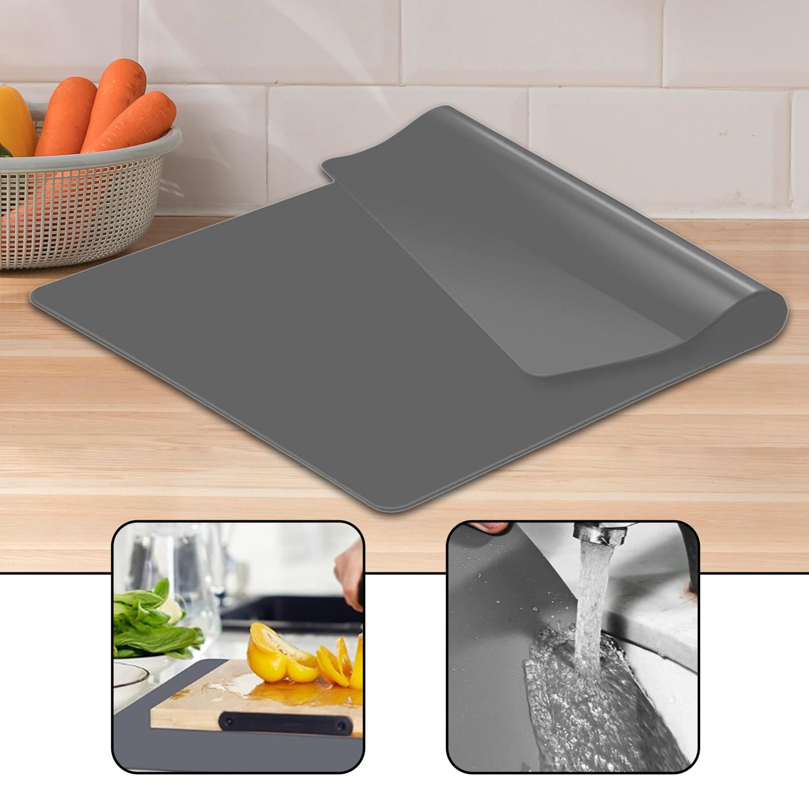 CarpNettore Silicone Counter Mat Heat Resistant Pad Multipurpose Easy to Clean Rolled Folded Gray 80 cmx60 cm