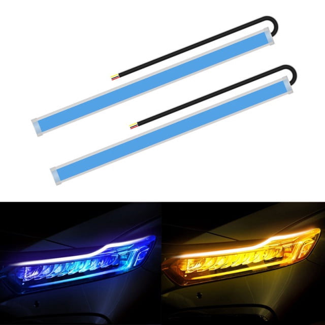 DRL Coche Flexible LED Luces De Circulación Diurna Luz De Señal De Giro Faro Impermeable 30cm 45cm 60cm Blanco Rojo Amarillo Azul Rosa