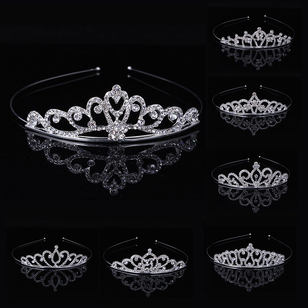 Bingcute 12Pcs Girl Princess Rhinestone Tiara Crown with Comb For Princess Party 