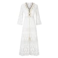 thumbnail image 4 of Lace Paneling Lace Fringe Flared Dress With Large Swing plus Size Dress Tunics Dress for Women Casual Summer Dresses with Sleeves Big Dress Dress Women Casual Summer Summer Dresses for Teen Girls, 4 of 4
