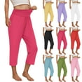 thumbnail image 2 of Fengactive Little Girls Straight Leg Yoga Capri Pants Elastic High Waisted Capris for Girls, 2 of 9