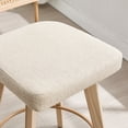 thumbnail image 4 of Zesthouse 26.2" Swivel Counter Height Bar Stools Set of 2, Upholstered Linen Counter Stools with Rattan Back, Mid Century Barstools with Solid Wood Frame for Kitchen Island, Beige, 4 of 12