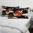 thumbnail image 3 of Japanese Style Pillow Covers, Linen Long Throw Pillow Case, Modern Cranes Cherry Flower Wave Red Brown Holiday Pillow Protector Decorative Cushion Cover for Living Room/Bedroom 20" x 26", 3 of 8