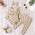 thumbnail image 2 of TOWED22 Baby Girl Clothing 3-Piece Outfits Fall Winter Long Sleeve Round Neck Bodysuit Romper + Floral Pants Headband Jumpsuit Set(Khaki,0-3 M), 2 of 6