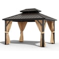 thumbnail image 7 of Hardtop Outdoor Gazebo – Galvanized Double Roof, 6 Sizes & Custom Colors for Patio/Garden (Black/Woodgrain Pillars), 7 of 7