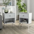 thumbnail image 6 of Furniture of America Lyn Wood End Table with USB Port in White (Set of 2), 6 of 8