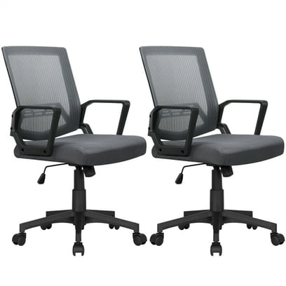 Mid-Back Mesh Office Chair Ergonomic Height Computer Chair – Set of 2