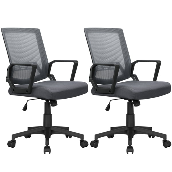 Pack Of 2 Mid Back Mesh Office Chair Ergonomic Height Computer Chair Dark Gray Walmart Com Walmart Com