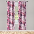 thumbnail image 3 of Ambesonne Nature Curtains, Grunge Watercolor Flowers, Pair of 28"x63", Dark Pink Pale Purple, 3 of 5