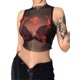 thumbnail image 4 of VISgogo - Camiseta de tirantes de malla transparente para mujer, estilo vintage, sin mangas, cuello redondo, estampado de mariposas VISgogo  moda, 4 of 9