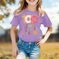 thumbnail image 2 of Gaexia Girls Graphic Short Sleeve T Shirt Casual Loose Fit Crewneck Tee For Kids Back To School Clothes Comfortable Playwear Top (Purple,10-11 Years), 2 of 4