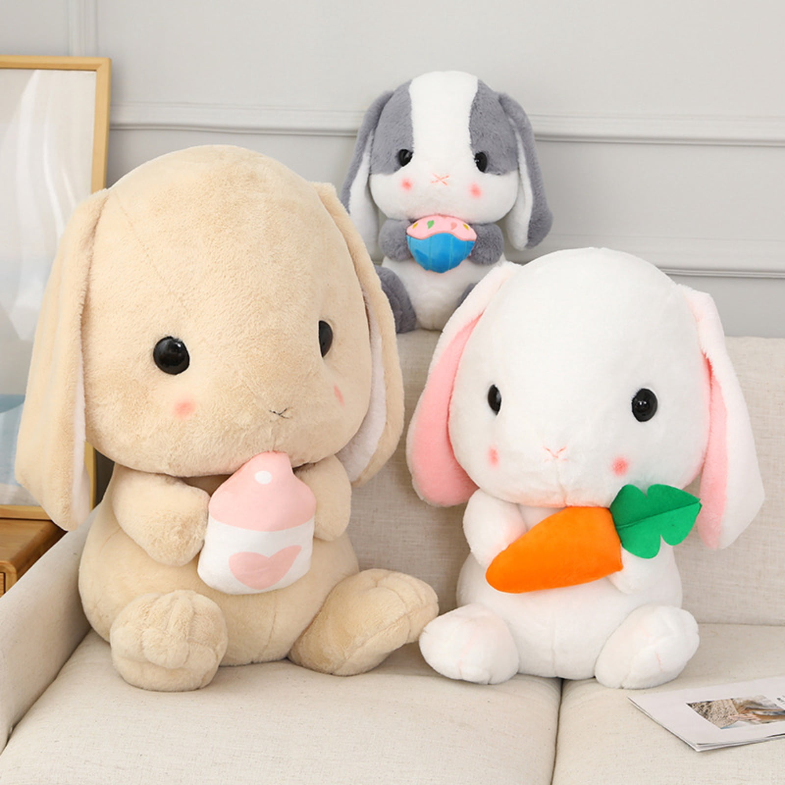 Long Ear White Bunny Plush Toy Soft Stuffed Rabbit Doll Decorative Gift