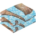thumbnail image 2 of SKYSONIC Vintage Ocean Seashell Patterned Hand Towels 2 PCS, Cotton Bath Towel for Drying Face Hands Body ,Absorbent Lightweight Towels for Bathroom Ktichen Travel Gym, 16"x28", 2 of 7