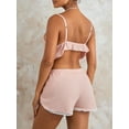 thumbnail image 5 of Mubineo Women Summer Cute Pajama Set Lace Patchwork Crop Sleeveless Camisole + Elastic Shorts 2Pcs Loungewear Set, 5 of 9