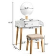 thumbnail image 2 of Costway Wooden Vanity Makeup Dressing Table Stool Set Round Mirror W/1 Drawer, 2 of 10
