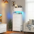 thumbnail image 6 of XgoodX 51.2" H Tall Dresser for Bedroom with LED Lights, Night Stand with 7 Drawers, Dressers & Chests of Drawers with Open Wood Shelf, Metal Frame, Bedside Table with Fabric Storage Bins, White, 6 of 10