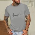 thumbnail image 2 of Bjutir Mens T Shirts Summer Fashion Casual Round Neck Small Print T Shirt Short Sleeve Shirt Grey, 2 of 5