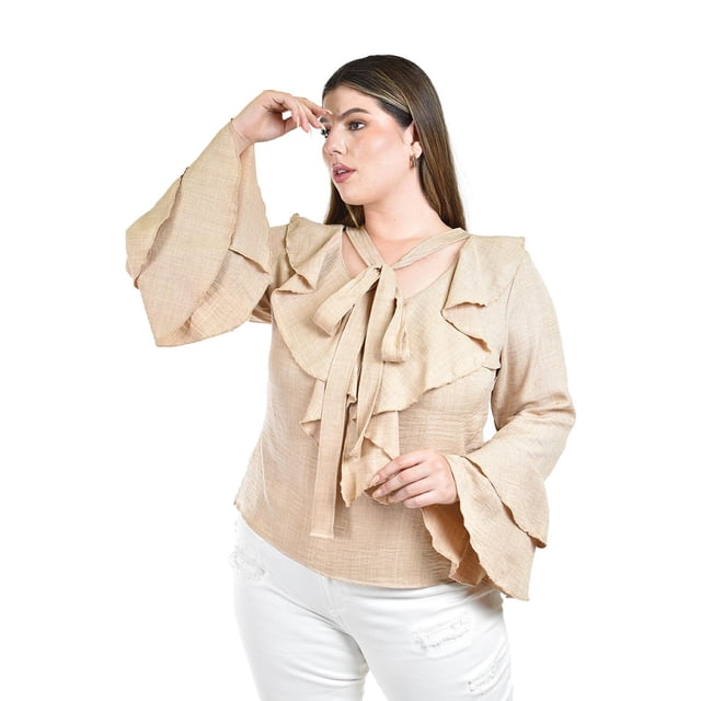 Blusa con volantes Roman Fashion /Tallas Extras, 1907 (Beige) beige 38