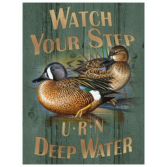 Watch Your Step U-R-N Deep Water Ducks Novelty Sign | Indoor/Outdoor | Funny Home Décor for Garages, Living Rooms, Bedroom, Offices | SignMission personalized gift Wall Plaque