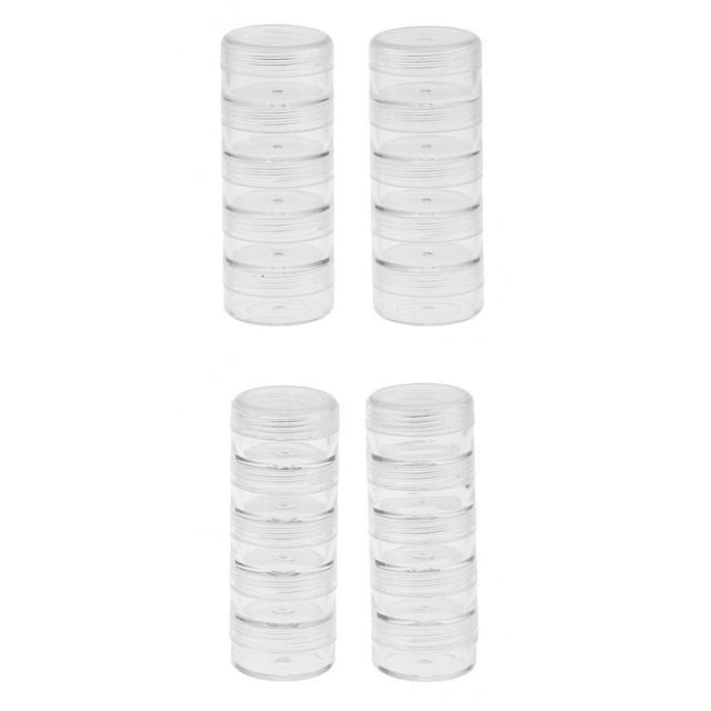 4 Juegos de Pequeños de Plástico Transparente para Almacenamiento de , Apilables, Organizador, Tarro con Tapas Redond Sunnimix Recipientes apilables de almacenamiento