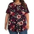 thumbnail image 5 of Otvok Womens Plus Size Tops Crew-Neck Short-Sleeved Pleated Loose Blouses, 5 of 6