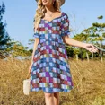 thumbnail image 4 of Mahjong Blue Tiles Sleeveless Dress prom dresses summer clothes chic and elegant evening dress, 4 of 7