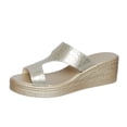 thumbnail image 2 of Slipper Women Women's Casual Versatile Wedge Heel Round Toe Plus Size Comfortable And Stylish Sandals For Spring And Summer.,Gold,36, 2 of 9