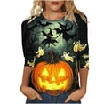 thumbnail image 2 of JTZGDY Plus Size Halloween Tops for Women Lightweight Casual Fall 3/4 Length Sleeve Cute Ghost Pumpkin Pattern Printed Crew Neck Basic Tunic Blouse Loose Fit Trendy Holiday Graphic Tees Shirt, 2 of 6
