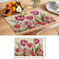 thumbnail image 6 of Red and Placemats Set of 2, Pink Tulip Watercolor Floral Retro Linen Non-Slip Place Mats Washable Table Mats for Kitchen Dining Table Decorations Indoor/Outdoor, 6 of 9