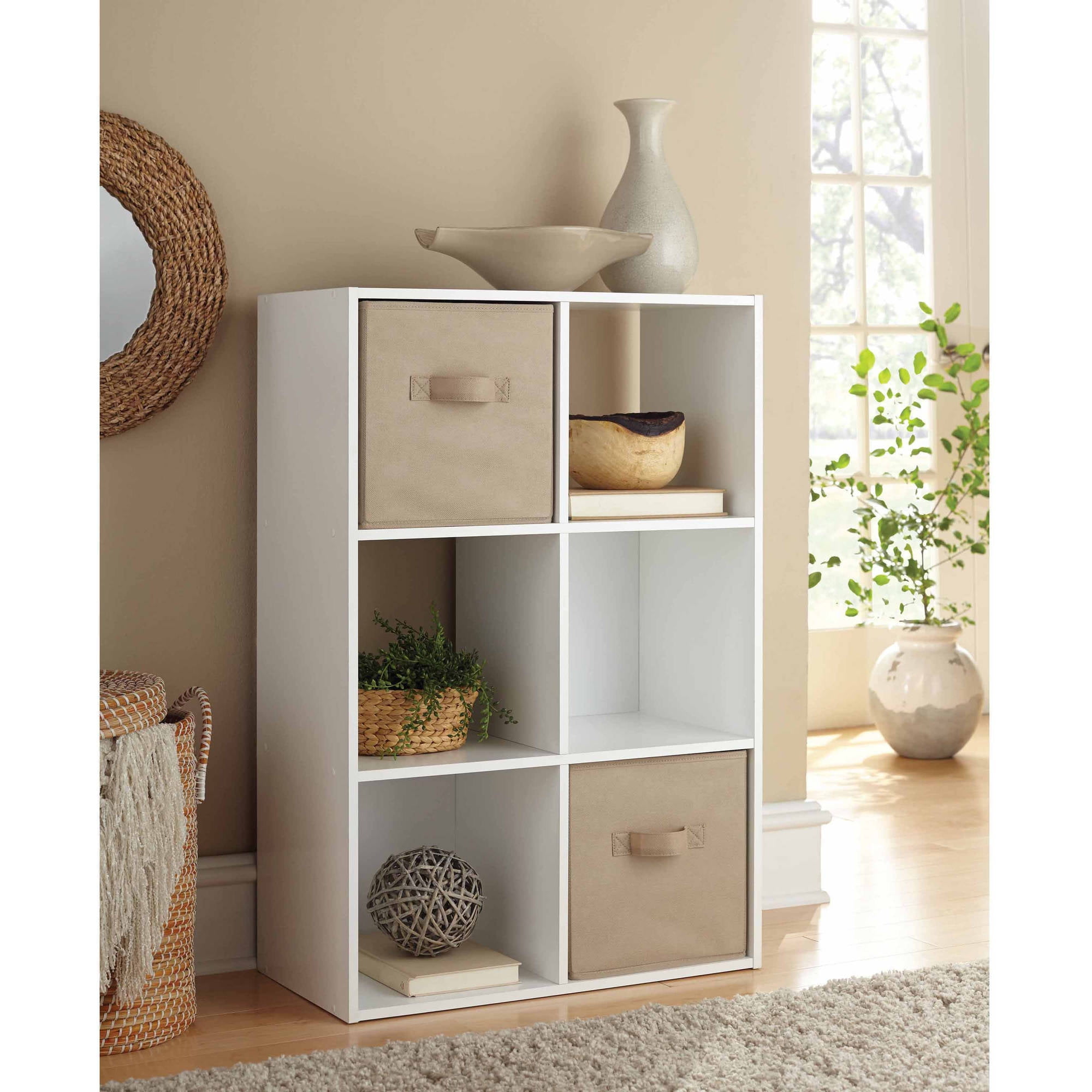 Mainstays 6 Cube Storage Organizer Canyon Walnut Walmart Com