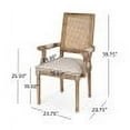 thumbnail image 5 of GDF Studio Zentner French Country Fabric Upholstered Wood and Cane 5 Piece Expandable Dining Set, Natural and Beige, 5 of 13
