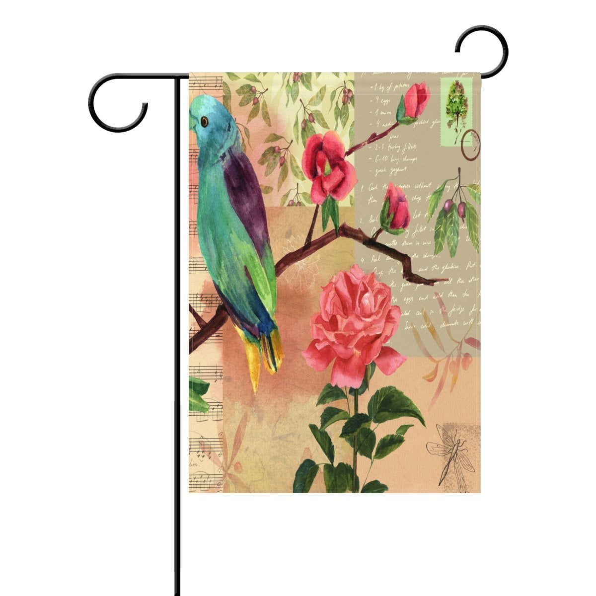 POPCreation Vintage Hummingbird Peony Garden Flag Outdoor Flag Home ...