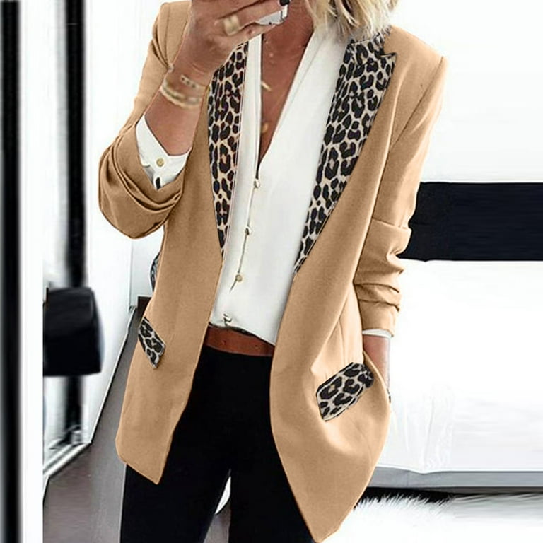 Casual Print Leopard Pocket Cardigan Collar Long Sleeve Two Pieces Casual Print Leopard Pocket Cardigan Collar Long Sleeve Two Pieces