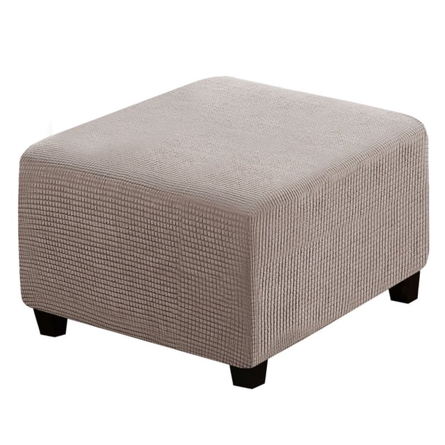 HLONK Square Ottoman Cover Soft Stretch Jacquard Ottoman Slipcovers Waterproof Non Slip Footstool Protect With Elastic Bottom Machine Washable-Primary color