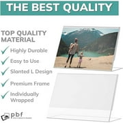 pbf 7x5 Acrylic Sign Holder | 7 x 5 Horizontal Stand Up Slanted Sign Holder | Acrylic Stands for Display | Clear Picture Frame, Menu Table Top Stand, Plastic Flyer Holder (12-Pack)