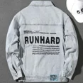 thumbnail image 2 of Chaqueta vaquera para hombre, azul, otoño, bolsillo, con bordado, abrigos vaqueros para hombre, botón, entrega rápida, nuevo en el diseñador, Corea, vaquera, desgastada, Y2k, 2 of 5