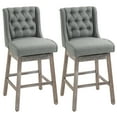 thumbnail image 3 of HOMCOM Rectangular Tufted Swivel High Back Bar Stool, Gray (Set of 2), 3 of 10