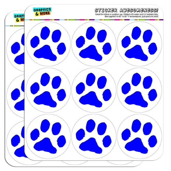Paw Print Blue 2" Scrapbooking Crafting Stickers