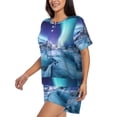 thumbnail image 2 of Susaid Night At Lake Aurora 1 Print Women's Pajama Set, Button-Up Sleepwear with Elastic Waist Shorts, Perfect for Lounging, Yoga, Beach, and Casual Wear-4X-Large, 2 of 7