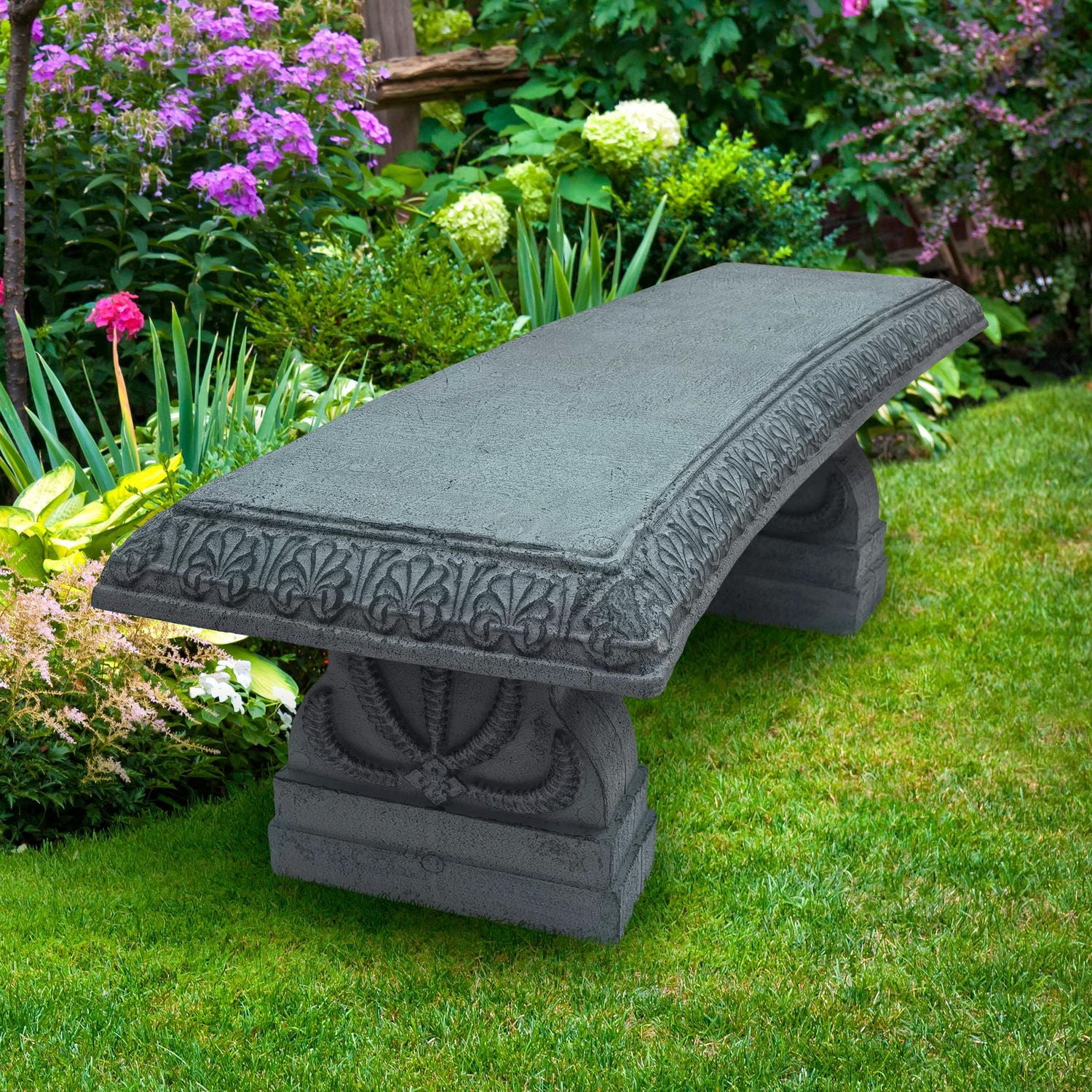 Angelo Décor MenzoMix Banc de jardin Serra de 100 cm (ciment foncé)